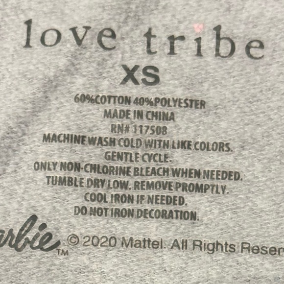 Love Tribe Grey Barbie long sleeve sweatshirt size XS - Picture 3 of 5